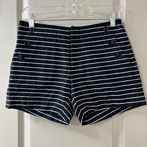Tommy Hilfiger Women's Navy and White Striped High Waist Shorts